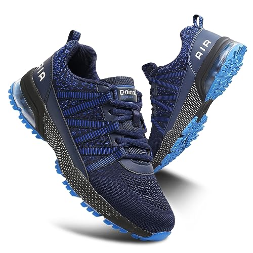 gojiang Sneaker Damen Herren Schuhe Sportschuhe Turnschuhe Laufschuhe Mit Luftpolster Turnschuhe Leichte Schuhe Sport Outdoor Joggen Running rutschfest Atmungsaktivität Mehrfarbig Dark Blue 45 EU von gojiang