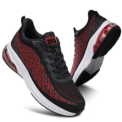 gojiang Sneakers Herren Damen Laufschuhe Sportschuhe Turnschuhe Straßenlaufschuhe Air Running Walkingschuhe Fitness Jogging Leichtgewichts Atmungsaktiv Freizeit Tennisschuhe Black Red 38 EU von gojiang