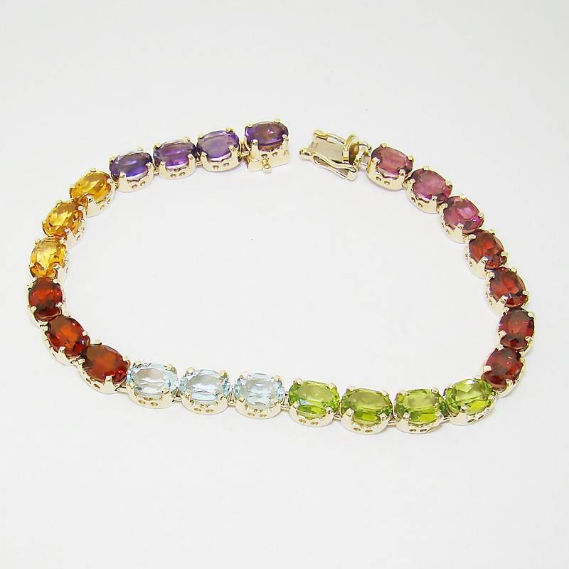 Armband Gold 585Er Citrin Aquamarin Peridot Granat Almandin Spessartin Amethyst Abzgl. 25% Rabatt von goldboerseonline