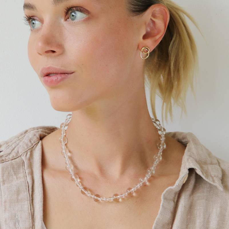 Bubble Perlen Klare Kristall Quarz Halskette Mit Sterling Silber Oder 14K Gold Gefüllte Verschluss - Einstellbare Option von goldeluxe