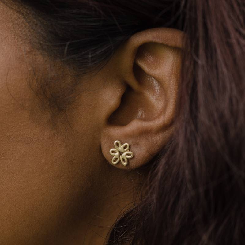 Floret Blumen Ohrstecker/Handgefertigte Moderne Floral Ohrringe Aus Messing, Sterling Silber, 14K Gold Vermeil Oder 10K von goldeluxe