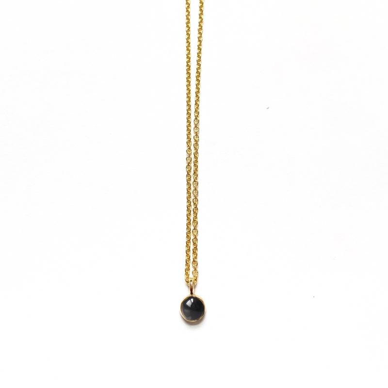 Handgefertigte Schwarzer Onyx Edelstein Halskette in 14K Gold Fill, Massivem Oder Sterlingsilber von goldeluxe