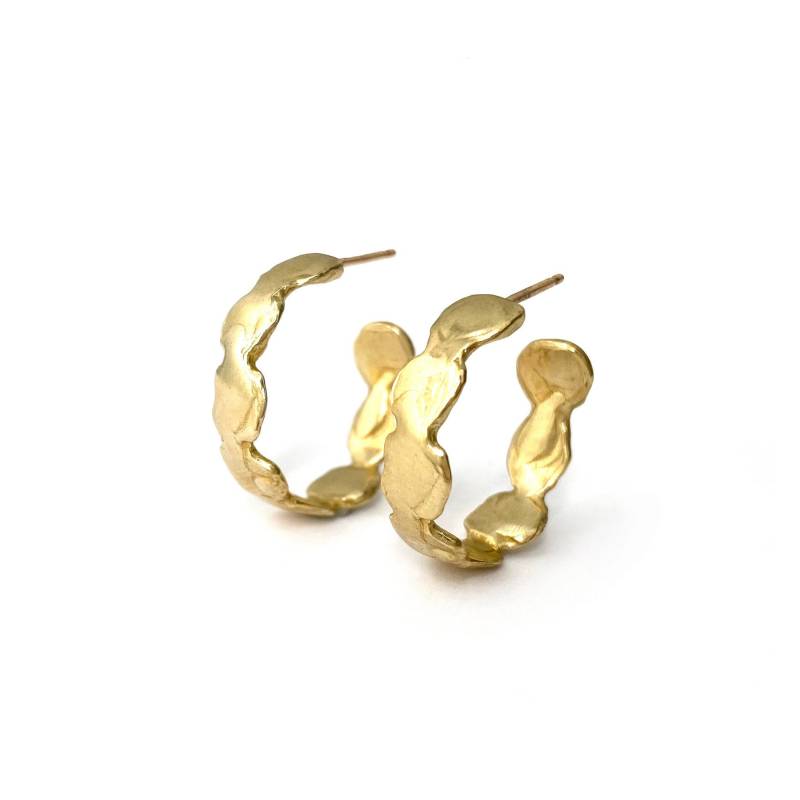 Kleine Reverie Hoop Ohrringe // Handgemachte Ohrstecker Aus Messing, Sterling Silber, Vergoldet Oder 10K Gold von goldeluxe