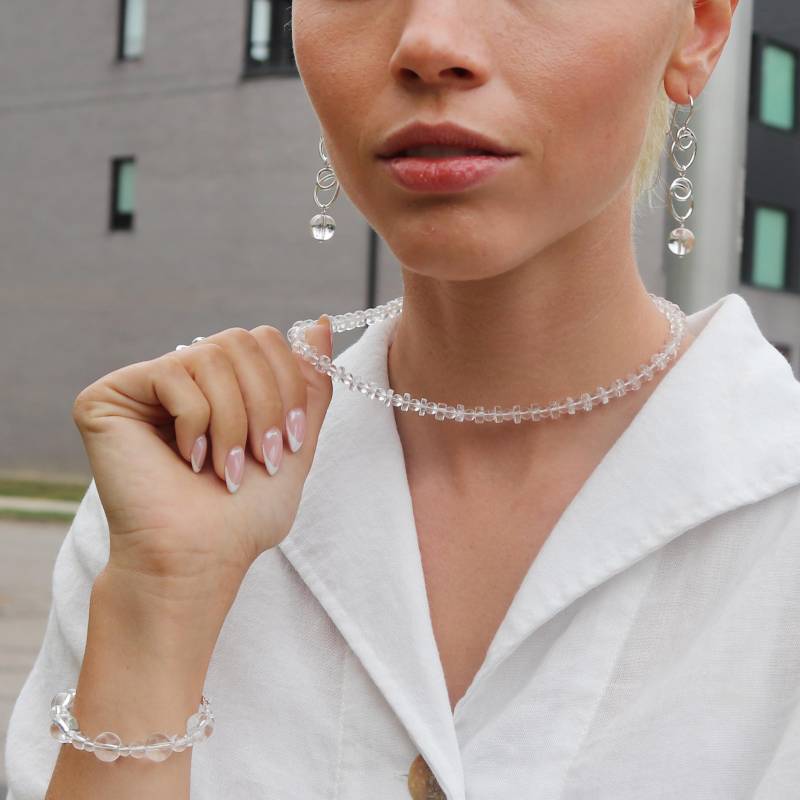 Luna Perlen Klare Kristall Quarz Halskette Mit Sterling Silber Oder 14K Gold Filled Verschluss - Einstellbare Option von goldeluxe