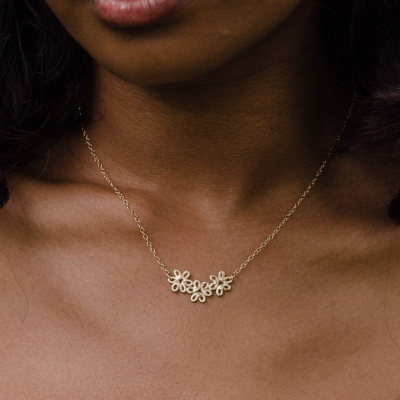 Posy Blumen Anhänger Halskette/Handgefertigte Spitze Aus Messing, Sterling Silber, 14K Gold Vermeil Oder 10K von goldeluxe