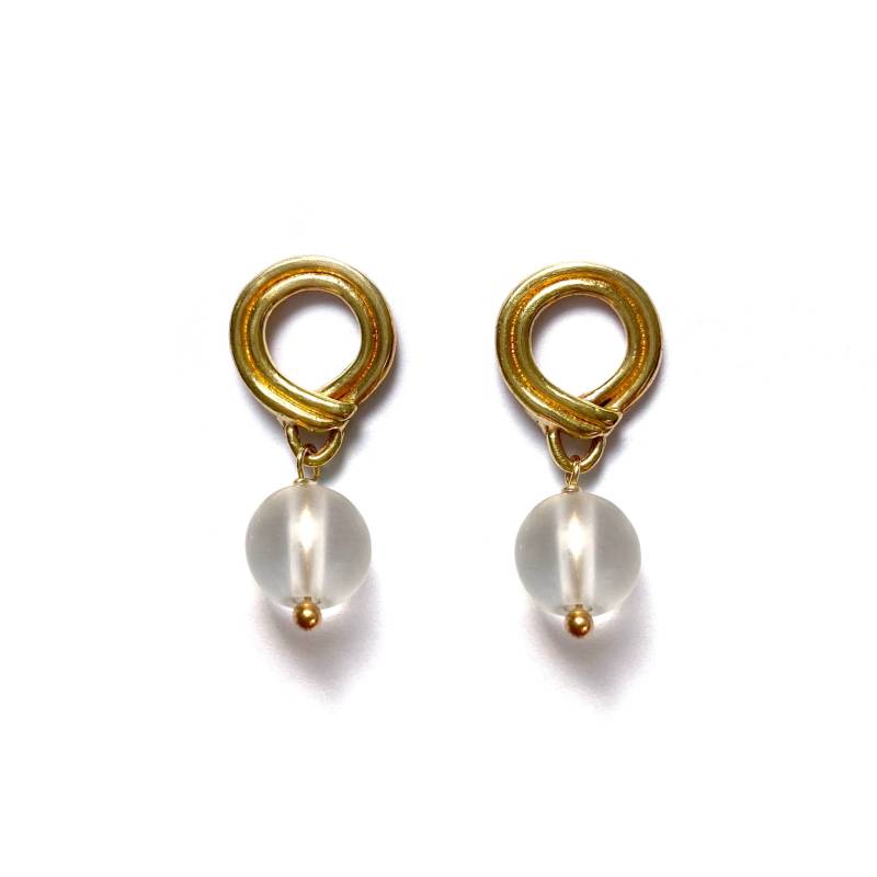 Sunrise Handgemachte Ohrstecker Mit Tropfen Aus Recyceltem Glas in Messing, Sterling Silber, 14K Gold Vermeil Oder 10K von goldeluxe