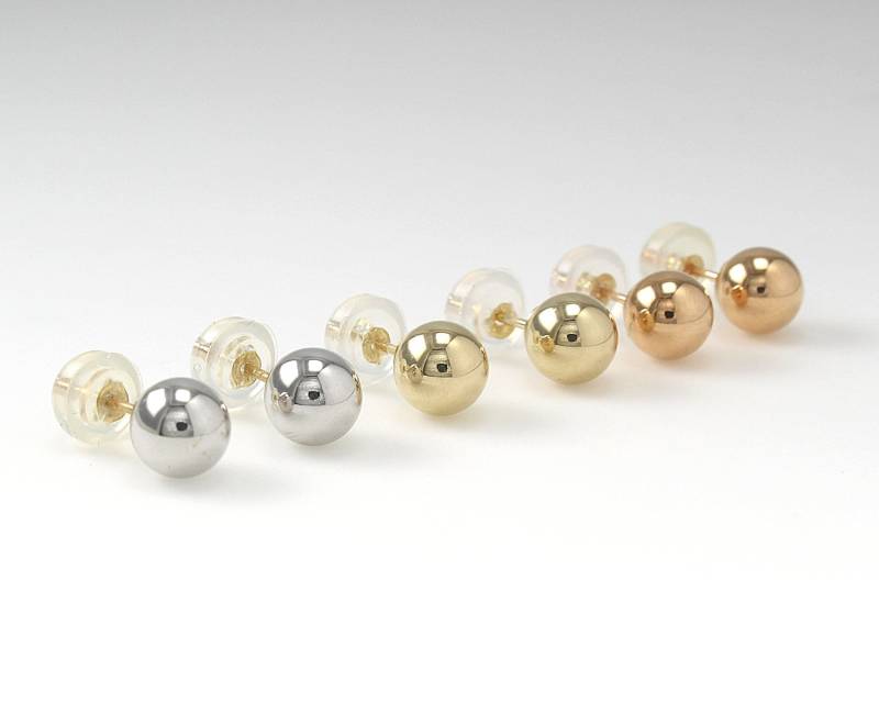 14K Gold Ball Ohrringe 6 Mm, 5 4 3 Solid Ohrringe, Dot Minimalisten Ohrstecker von goldengesture