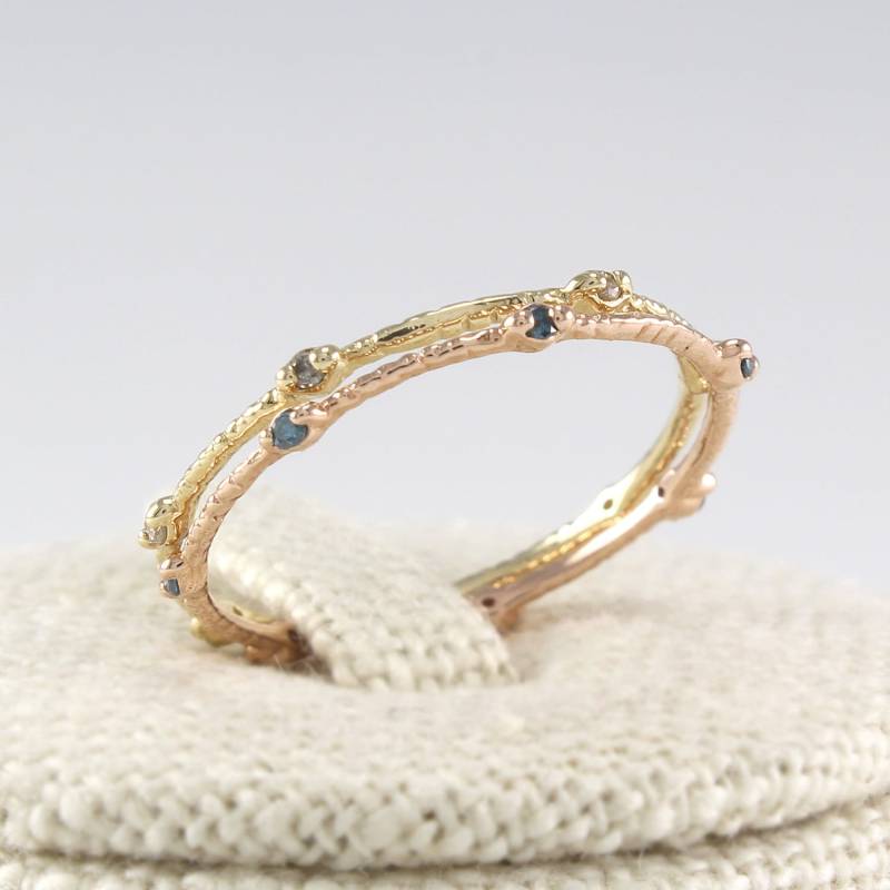 14K Solid Gold Champagne Cognac Daimond Stacking Ring, Blauer Diamant Rubin Fine Eternity Wedding Band 14K Solid Gold Champagne Cognac Daimond Stacking Ring, Blauer Diamant Rubin Fine Eternity Wedding Band von goldengesture
