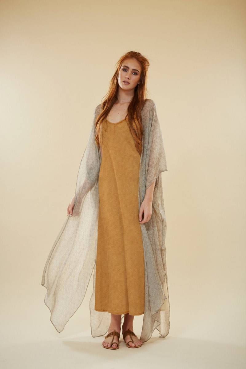 Langes Seidenkleid. Lux Gold Strukturiert, 100% Reine Seide von goldenoneclothing