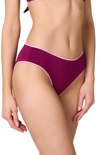 Goldenpoint Damen-Badeanzug Blog – unterer Teil des Bikinis – Slip mittlere Seite wendbar zweifarbig mit kontrastierenden Profilen, violett, XL von goldenpoint