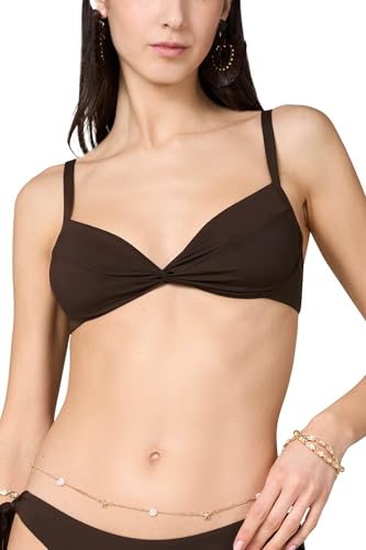 Goldenpoint Damen-Badeanzug Cocoa – Oberteil des Bikinis – BH mit Bügel und ohne Polsterung aus Mikrofaser, einfarbig, braun, 90B von goldenpoint
