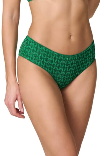 Goldenpoint Damen-Badeanzug Zellij – niedriger Teil des Bikinis – Hohe Hüfte mit geometrischem Muster, zweifarbig mit Lurex, grün, L von goldenpoint