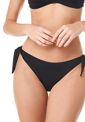 Goldenpoint Damen-Bikini, Slip mit Schleifen, einfarbig, Schwarz , S von goldenpoint