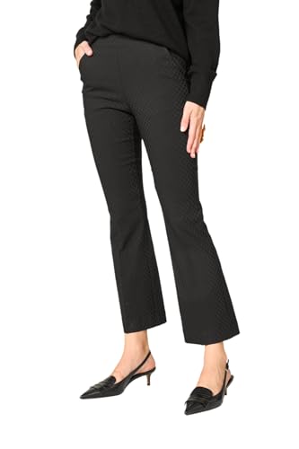 Goldenpoint Damen-Hose Kick Flare gepunktet mit leichtem Ausschnitt am Saum und Seitentaschen aus weicher Viskose, Schwarz , L von goldenpoint