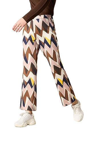 Goldenpoint Damen Leggings Kick Flare Retro Muster, mehrfarbig, M von goldenpoint