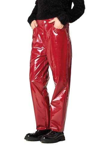 Goldenpoint Damen Leggings Straight Vinyl Effekt, rot, L von goldenpoint