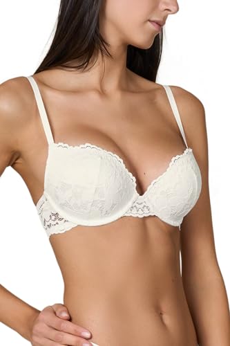 Goldenpoint Damen-Unterwäsche – Oberteil des Unterwäsche-Sets – Push Up BH mit Bügel Circe Makramee aus Spitze, Weiß, 65B von goldenpoint