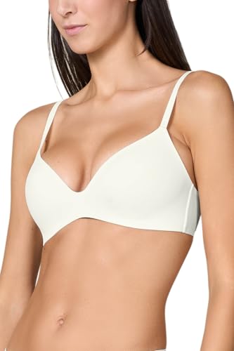 Goldenpoint Damen-Unterwäsche – Oberteil des Unterwäsche-Sets – gepolsterter Dreieck-BH ohne Bügel und ohne Nähte aus Mikrofaser Soft Touch, Weiß, 80C von goldenpoint