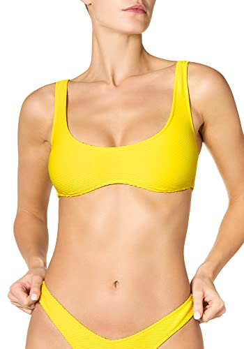 goldenpoint Bikini Damen Badeanzug Bustier gerippt einfarbig, Farbe Gelb, Größe 85 von goldenpoint