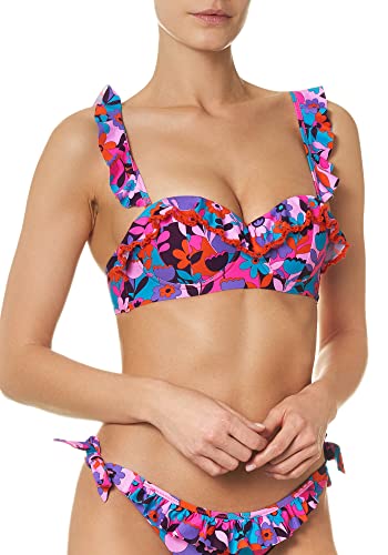 goldenpoint Bikini Damen Badeanzug Push-up-BH Stickerei Groovie Holiday, Farbe Mehrfarbig, Größe 85 von goldenpoint