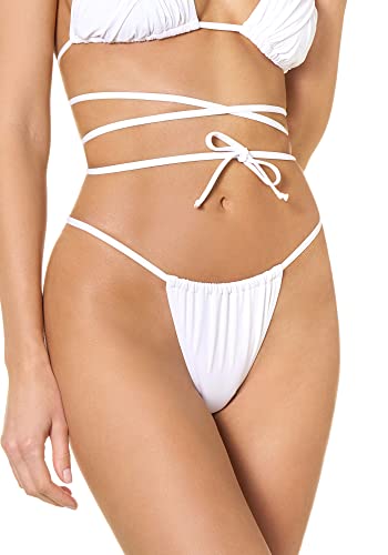 goldenpoint Bikini Damen Badeanzug Slip niedriger Schnitt, Farbe Weiß, Größe L von goldenpoint