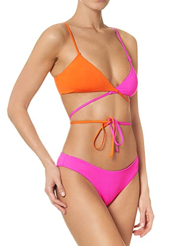 goldenpoint Bikini Damen Badeanzug Triangel-BH mit überkreuztem Ausschnitt Zweifarbig, Farbe Rosa, Größe 80 von goldenpoint