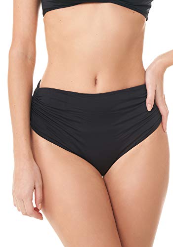 goldenpoint Bikini für Damen Badeanzug einfarbiger Slip mit hoch Geschnittener Seite, Schwarz, Größe 80 von goldenpoint