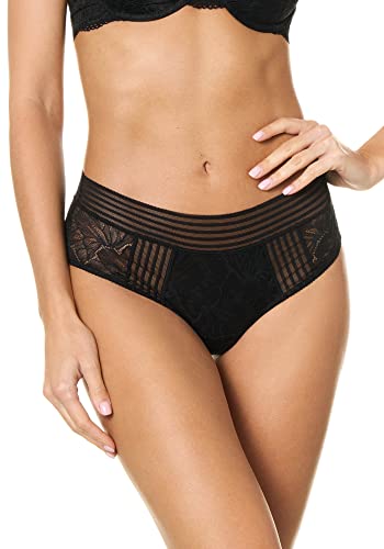 goldenpoint Damen Slip Hohe Taille Petals, Farbe Schwarz, Größe L von goldenpoint