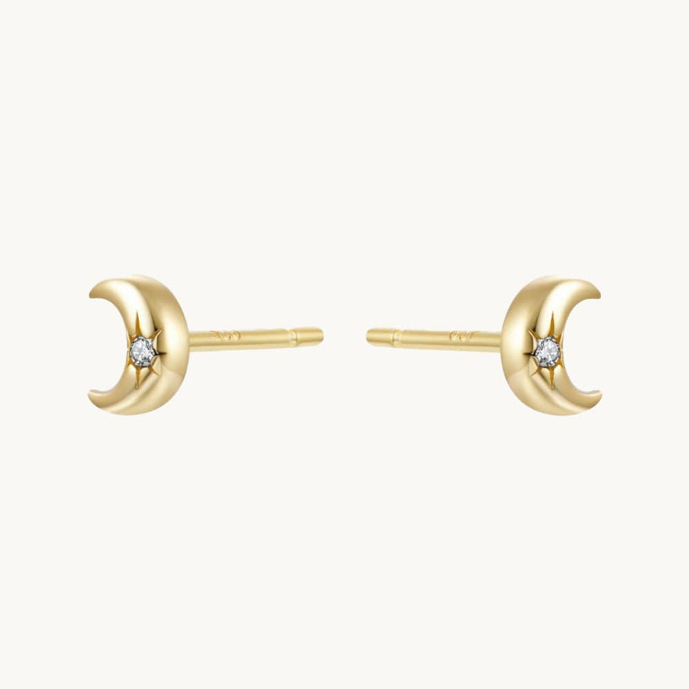 Cz Moon Gold Stud Earring Dainty Tiny Small Delicate Sterling Silver 925 18K Earrings Cz Moon Gold Stud Earring Dainty Tiny Small Delicate Sterling Silver 925 18K Earrings von goldenstrawberryDE