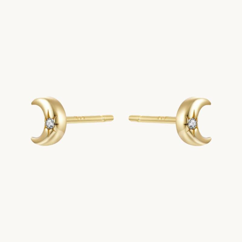 Cz Moon Gold Stud Earring Dainty Tiny Small Delicate Sterling Silver 925 18K Earrings Cz Moon Gold Stud Earring Dainty Tiny Small Delicate Sterling Silver 925 18K Earrings von goldenstrawberryDE