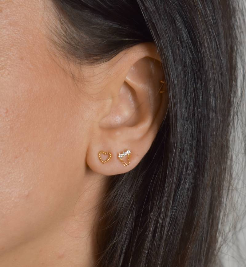 Cz Ohrstecker Kette Kleine Silber Gold Ohrring Mit Gold Schmuck Kettenohrring von goldenstrawberryDE