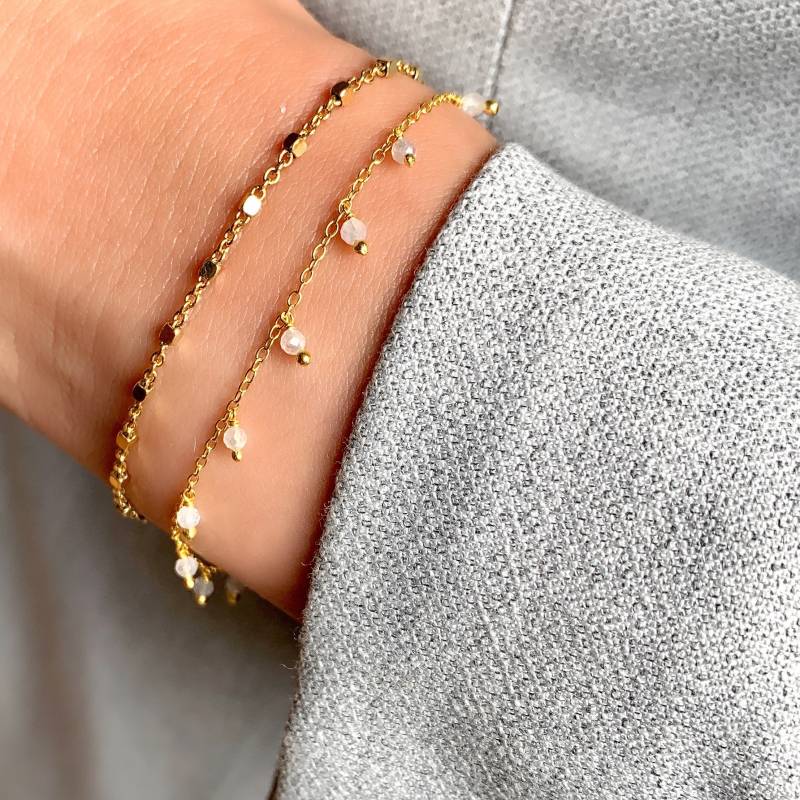 Feines Armband Mit Perlen Gold Perlen Sterling Silber Weißen Zierliches Damen Feines Armband Mit Perlen Gold Perlen Sterling Silber Weißen Zierliches Damen von goldenstrawberryDE