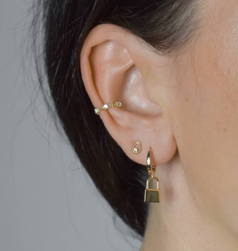Ohrringe Mit Schloss Anhänger Creole Gold Sterling Silber 925 Kleine Silber Feine Gold Ohrringe Mit Schloss Anhänger Creole Gold Sterling Silber 925 Kleine Silber Feine Gold von goldenstrawberryDE