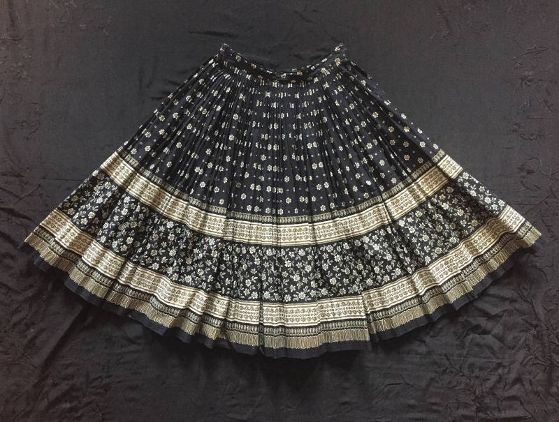 1940S Bemalte Baumwoll Sommerrock | 40Er Jahre Plissee Rock von goldenvanityvintage