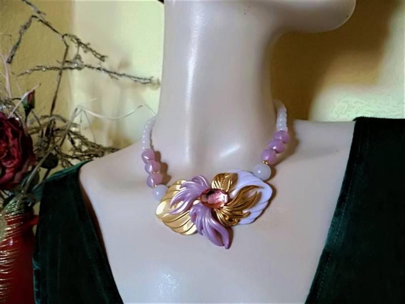 Kurze Statementkette Vintage Mit Großem Anhänger in Zwei Farben Der 80Er Jahre Als Geschenk Frauen Mädchen, Art 876883253 von goldknoepfchen