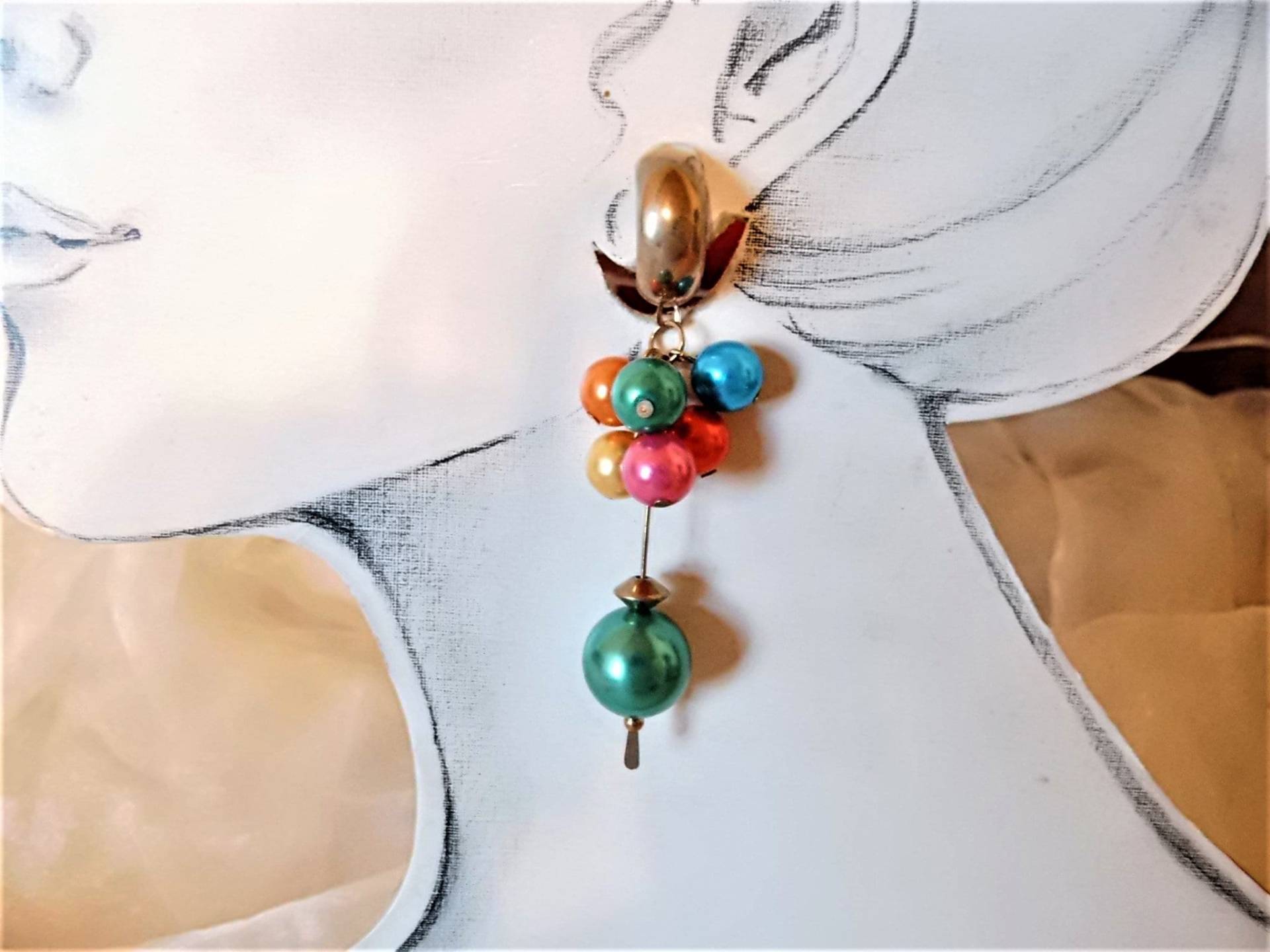 Ohrstecker Mit Farbigen Perlen Kurz Oder Lang Der 80Er Jahre, Schicke Ohrringe Weihnacht, Geschenk Für Frauen, Art 1353186967 von goldknoepfchen