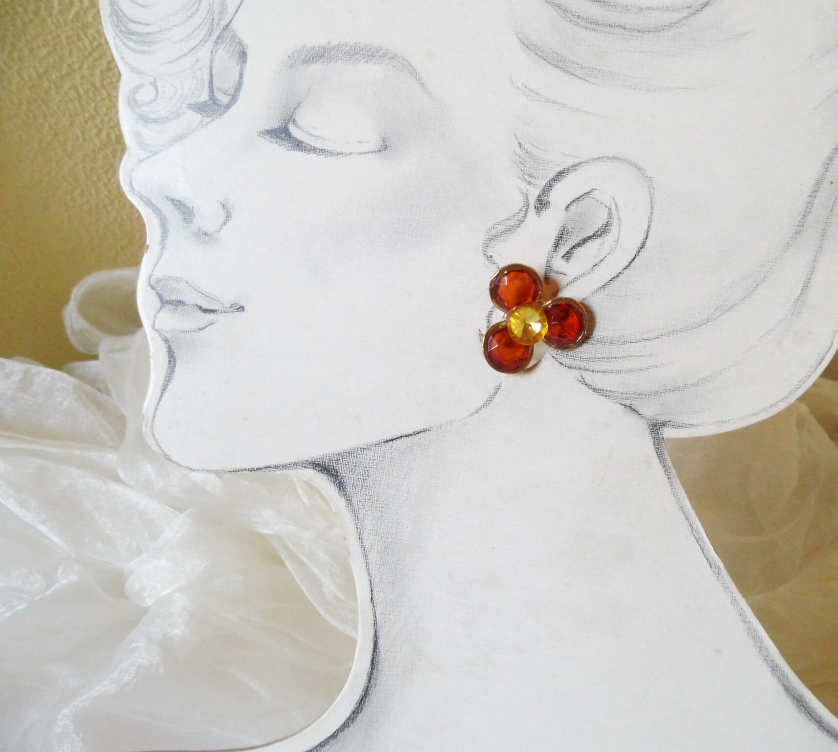 Wunderhüsch Funkelnde Orange Gelb Goldfarbene Ohrstecker, Ohrringe Der 80Er Jahre. Geschenk Für Frauen Mädchen, Zart, Art 726599689 von goldknoepfchen