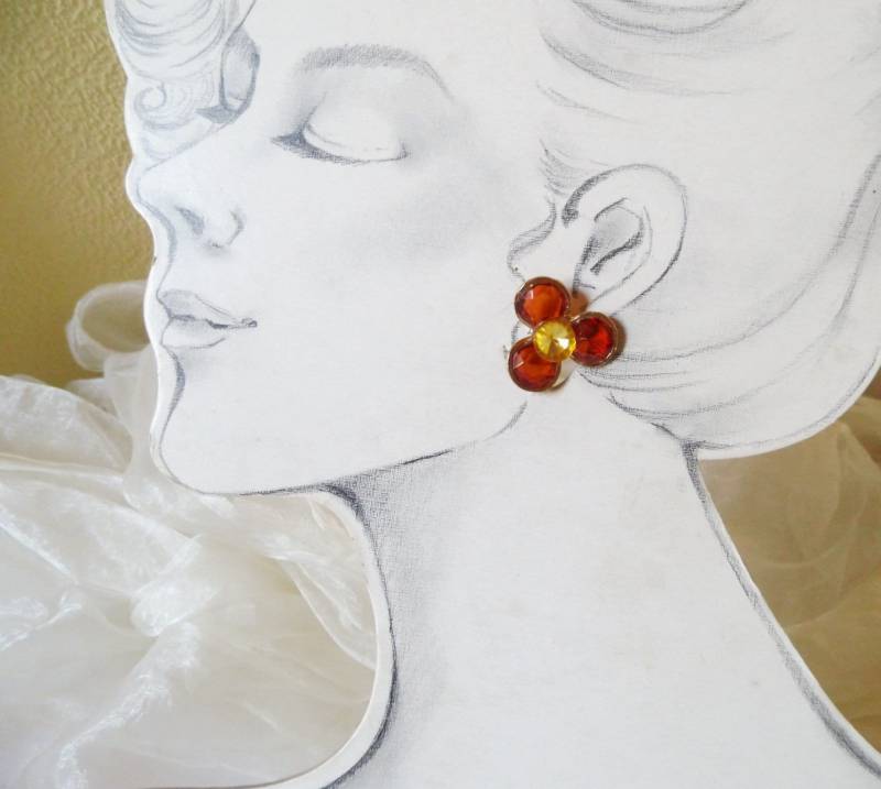 Wunderhüsch Funkelnde Orange Gelb Goldfarbene Ohrstecker, Ohrringe Der 80Er Jahre. Geschenk Für Frauen Mädchen, Zart, Art 726599689 von goldknoepfchen