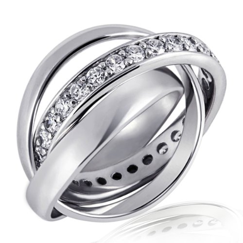 Goldmaid, Silber 925 Damen-Ring 3 in 1 Kanalfassung, Größe 58, Me R643S58 Schmuck von goldmaid