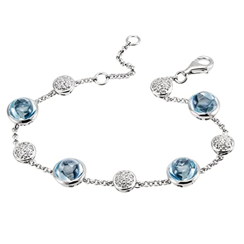 Goldmaid Damen-Armband 925 Sterlingsilber 35 Zirkonia weiß, 4 Topas hellblau gesamt 12,0 ct von goldmaid