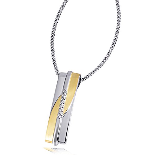 Goldmaid Damen-Halskette 925 Sterlingsilber vergoldet 7 weiße Zirkonia Kettenanhänger Schmuck von goldmaid