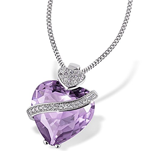 Goldmaid Damen-Herzkette 925 Sterlingsilber mit amethystfarbenem violettem Zirkonia Herzanhänger im Brillantschliff von goldmaid