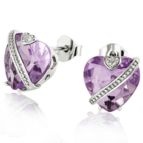 Goldmaid Damen Ohrstecker Herz 925 Sterlingsilber amethystfarbene Zirkonia Brillantschliff Herz-Ohrringe von goldmaid