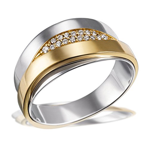 Goldmaid Damen-Ring 585 Gelbgold und 925 Sterlingsilber mit Diamanten Brillanten Diamantring Verlobung von goldmaid