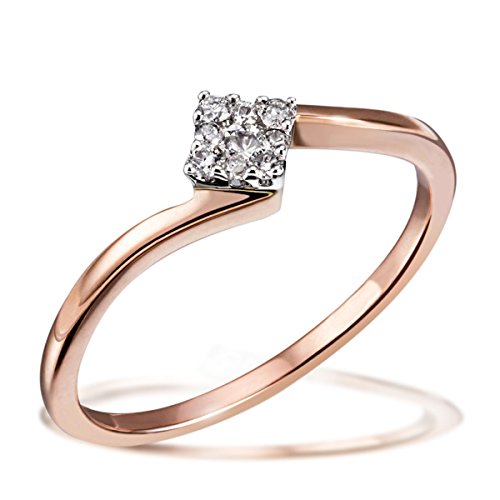 Goldmaid Damen-Ring Glamour 585 Rotgold teilrhodiniert Diamant (0.10 ct) Brillantschliff weiß Gr. 58 (18.5) - Pa R4253RG58 Verlobungsring Diamantring von goldmaid