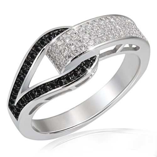 Goldmaid Damen-Ring Schnalle 925 Sterlingsilber 79 Zirkonia schwarz-Weiß Gr. 54 von Goldmaid