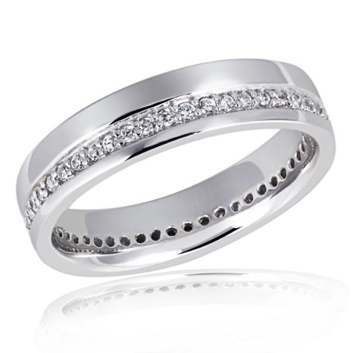 Goldmaid Damen-Ring Silber 925 Memoire 50 klare Zirkonia, Größe 56 von goldmaid