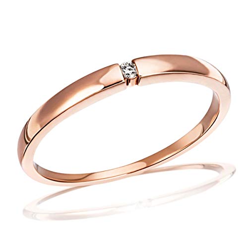 Goldmaid Damen Ring Solitär Spannfassung 375 Karat Rotgold (54) von goldmaid