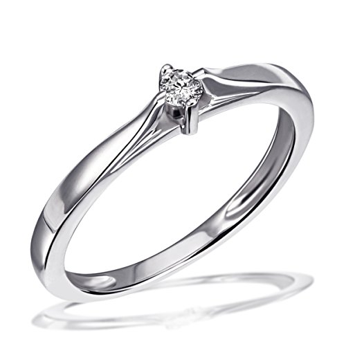 Goldmaid Damen-Ring Trauring, Freundschaftsring, Verlobung 925 Silber rhodiniert Diamant (0.07 ct) Brillantschliff weiß Gr. 58 (18.5) Verlobungsring Diamantring von goldmaid