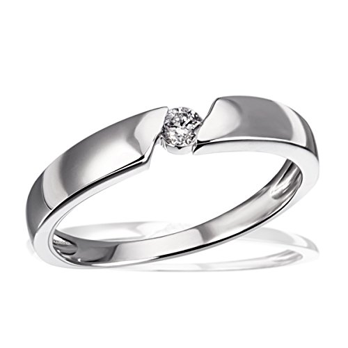 Goldmaid Damen-Ring Trauring 925 Silber rhodiniert Diamant (0.08 ct) Brillantschliff weiß Gr. 56 (17.8) von goldmaid